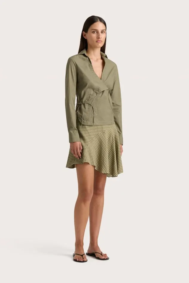 Women Faithfull The Brand Tops Baia Wrap Shirt Khaki