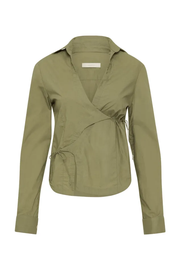 Women Faithfull The Brand Tops Baia Wrap Shirt Khaki