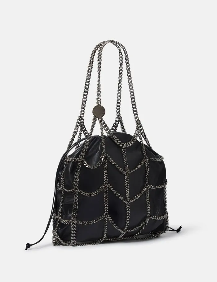 Women Falabella Chain Cage Tote Bag Pitch Black Stella McCartney TopHandle Bags Women Falabella Chain Cage Tote Bag Pitch Black Stella McCartney TopHandle Bags