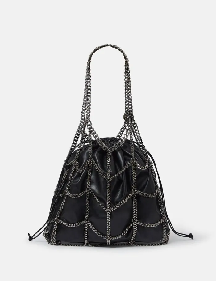 Women Falabella Chain Cage Tote Bag Pitch Black Stella McCartney TopHandle Bags Women Falabella Chain Cage Tote Bag Pitch Black Stella McCartney TopHandle Bags