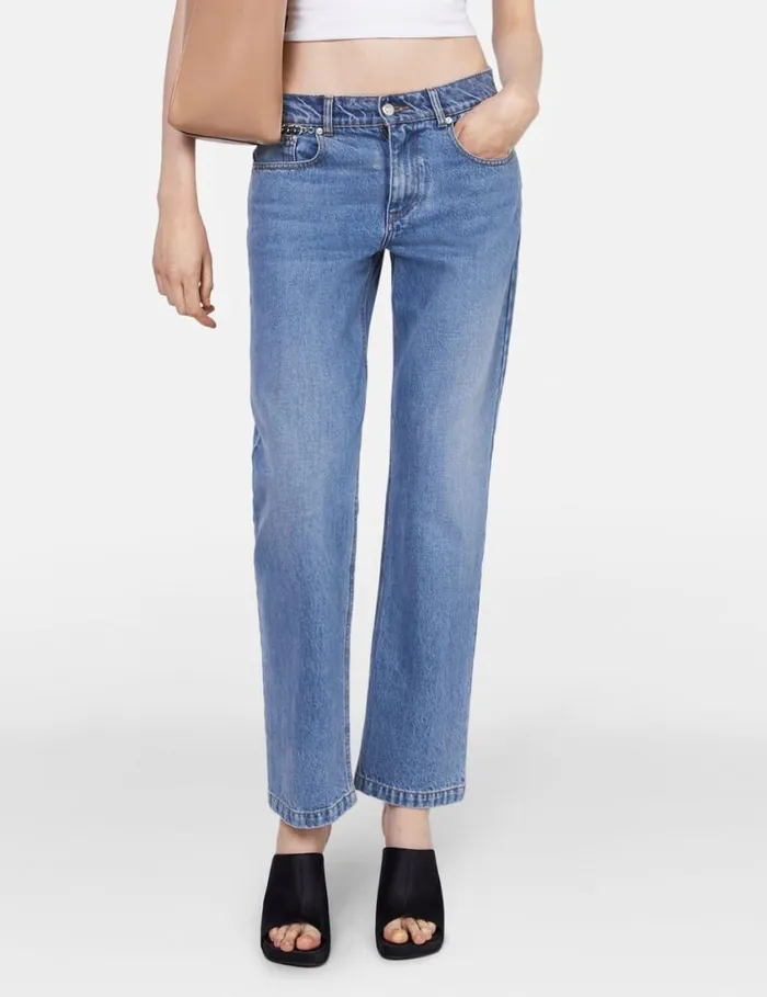 Women Falabella Chain Light Wash Cropped Jeans Charcoal Grey Stella McCartney Pants And Shorts Women Falabella Chain Light Wash Cropped Jeans Charcoal Grey Stella McCartney Pants And Shorts