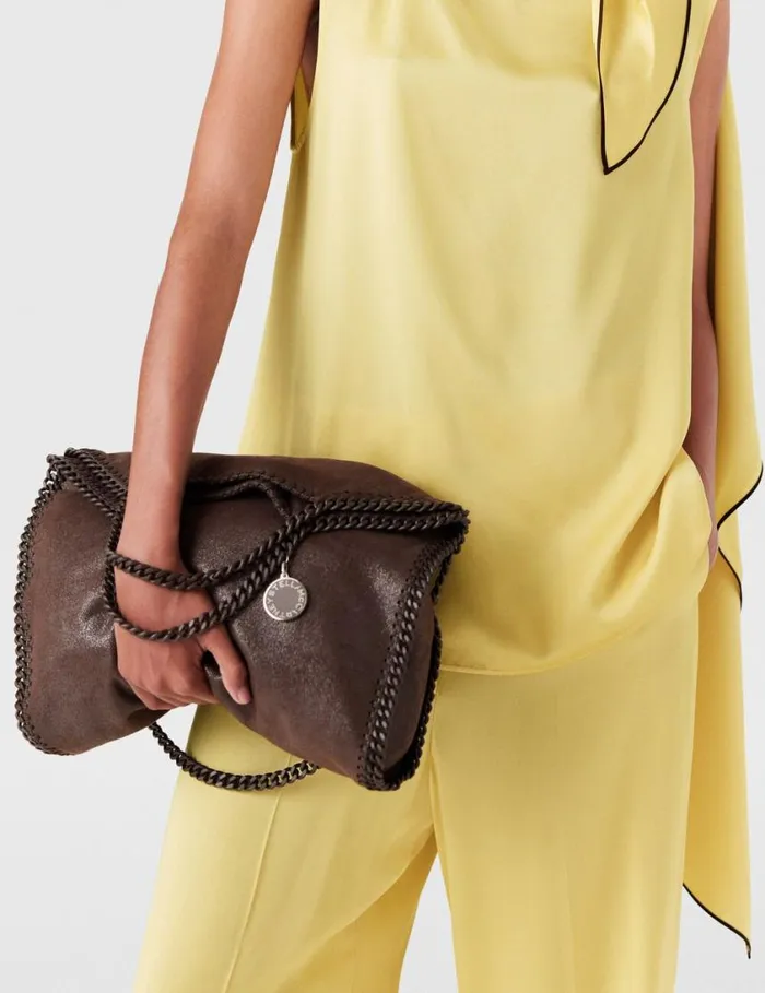 Women Falabella FoldOver Enamel Tote Bag Mahogany Stella McCartney Tote Bags