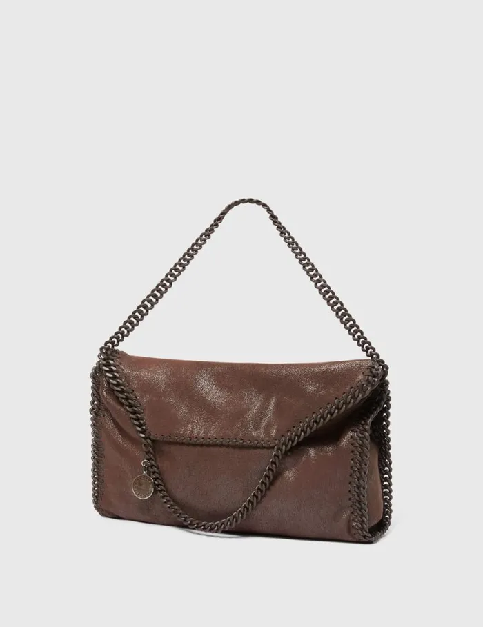 Women Falabella FoldOver Enamel Tote Bag Mahogany Stella McCartney Tote Bags