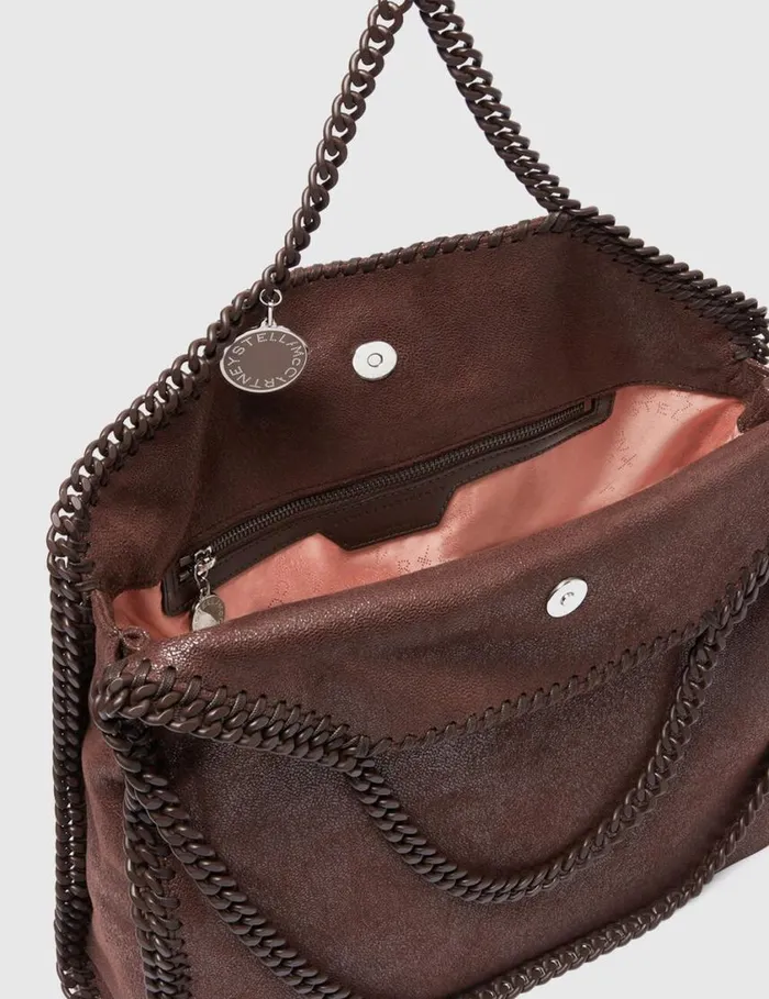 Women Falabella FoldOver Enamel Tote Bag Mahogany Stella McCartney Tote Bags