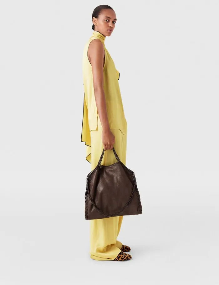 Women Falabella FoldOver Enamel Tote Bag Mahogany Stella McCartney Tote Bags