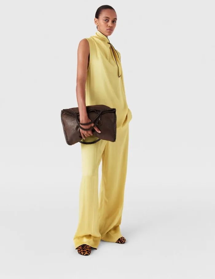 Women Falabella FoldOver Enamel Tote Bag Mahogany Stella McCartney Tote Bags
