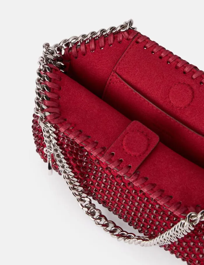 Women Falabella Tiny Crystal Tote Bag Ruby Red Stella McCartney Mini Bags And Clutches