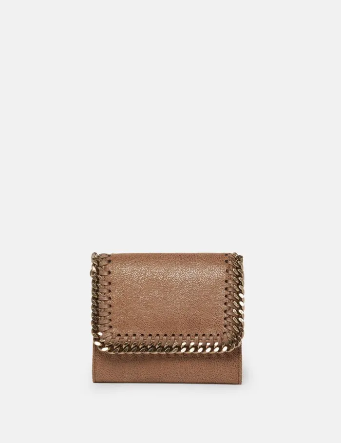 Women Falabella TriFold Wallet Pecan Brown Stella McCartney Iconic Falabella