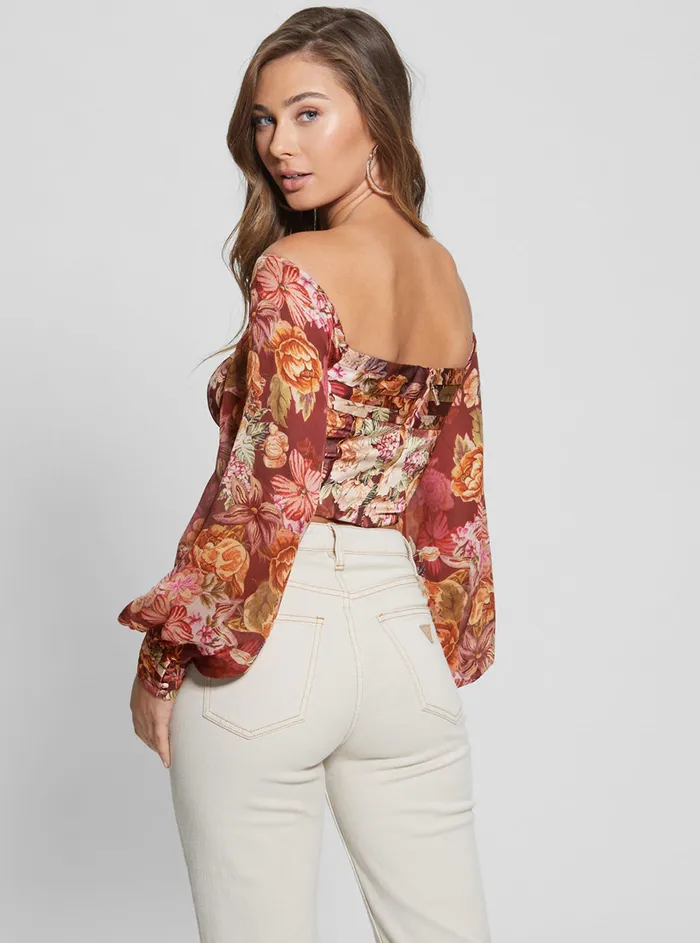 Women Fashion Tops GUESS Eco Floral Tapestry Print Kristy Top Women Fashion Tops GUESS Eco Floral Tapestry Print Kristy Top