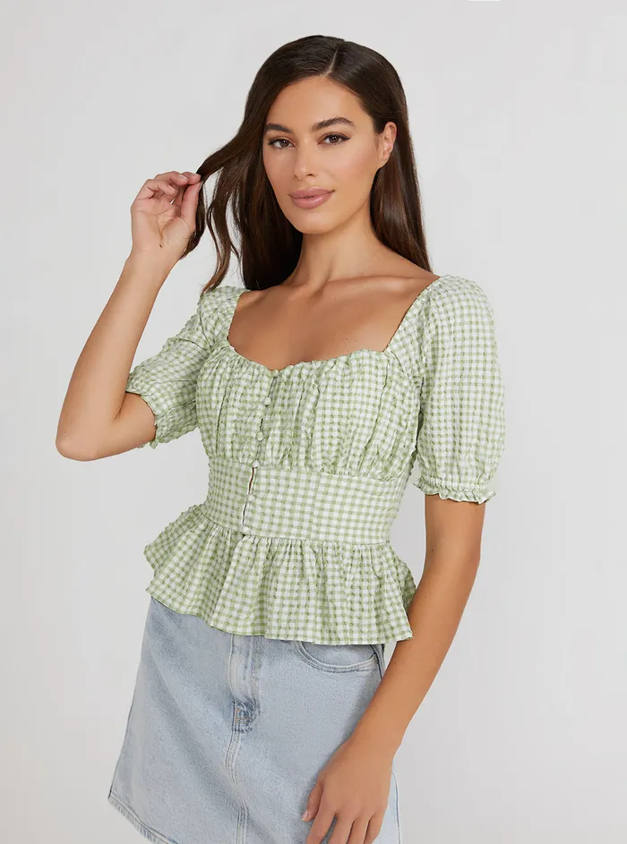 Women Fashion Tops GUESS Green Meri Top