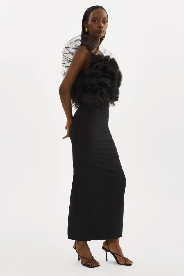 Women FELETA Ruffle Tulle Top Black LAMARQUE Tops Women FELETA Ruffle Tulle Top Black LAMARQUE Tops