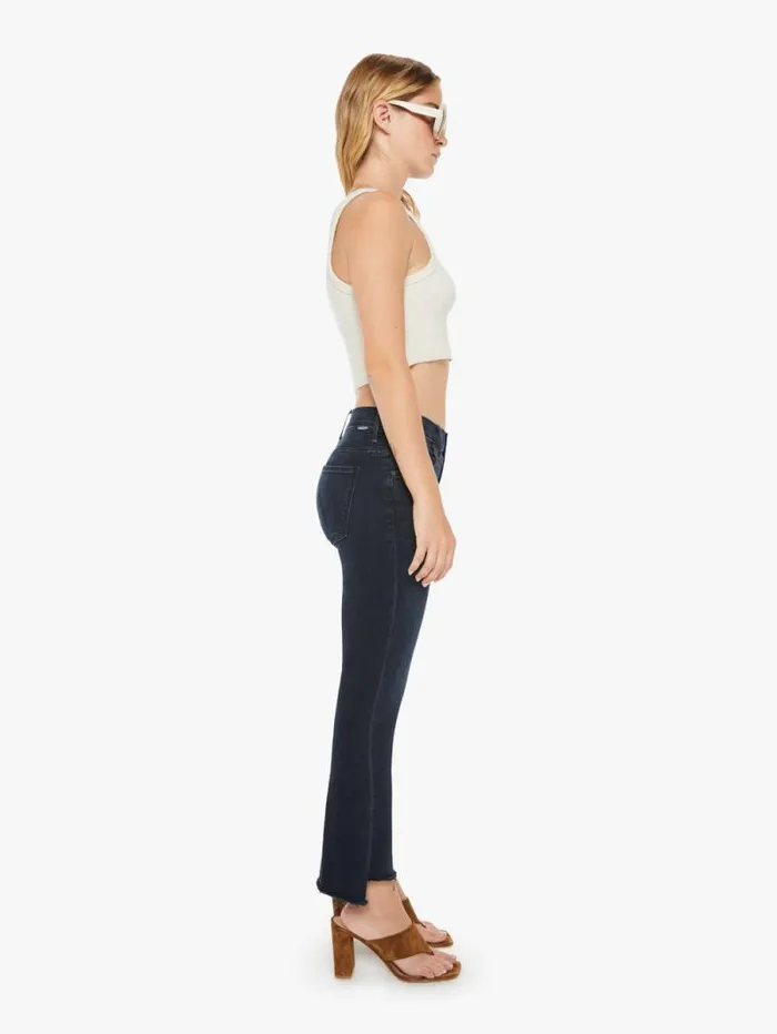 Women Flare Mother Denim PETITES The Lil039 Insider Crop Step Fray Black
