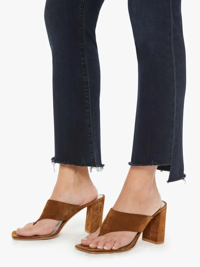 Women Flare Mother Denim PETITES The Lil039 Insider Crop Step Fray Black