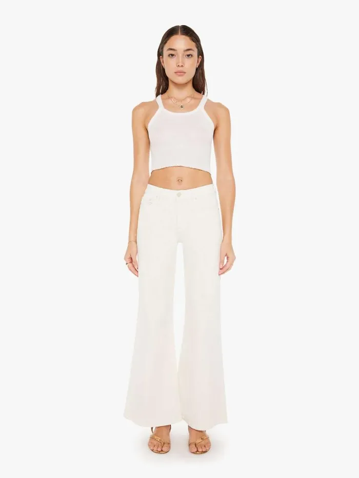 Women Flare Mother Denim The Twister Skimp Cream