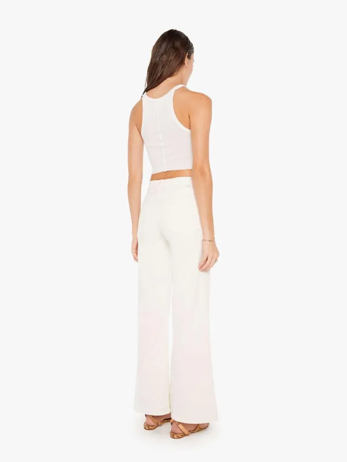 Women Flare Mother Denim The Twister Skimp Cream