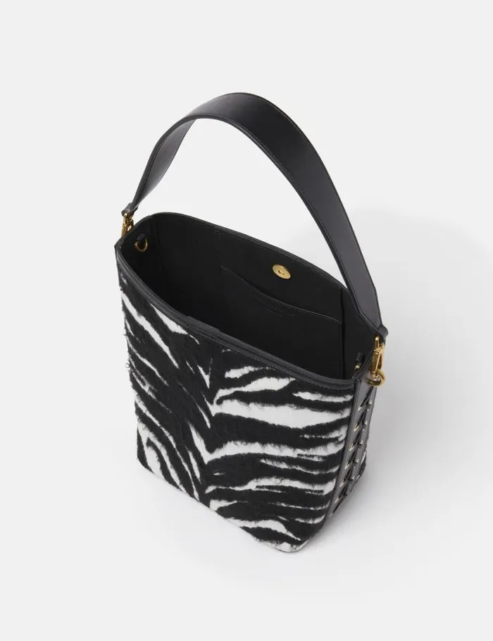 Women Frayme Tiger Pattern Tote Bag Black And White Stella McCartney TopHandle Bags Women Frayme Tiger Pattern Tote Bag Black And White Stella McCartney TopHandle Bags