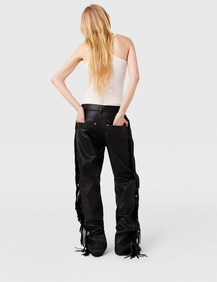 Women Fringe Alter Mat Trousers Midnight Black Stella McCartney Pants And Shorts