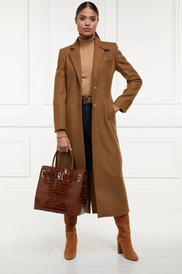 Women Full Length Regency Coat Dark Camel Holland Cooper Tailoring