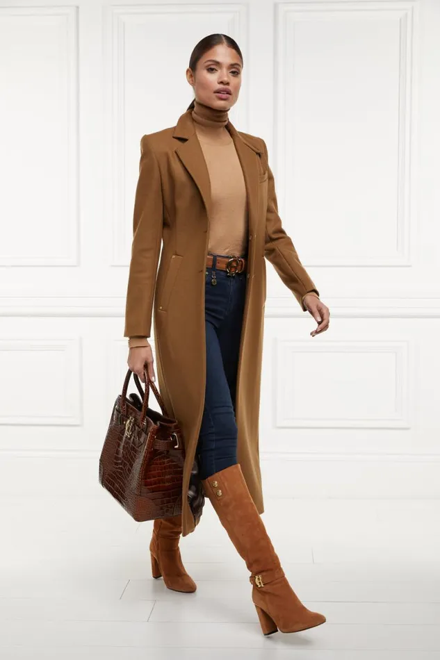 Women Full Length Regency Coat Dark Camel Holland Cooper Tailoring
