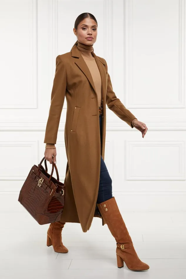 Women Full Length Regency Coat Dark Camel Holland Cooper Tailoring