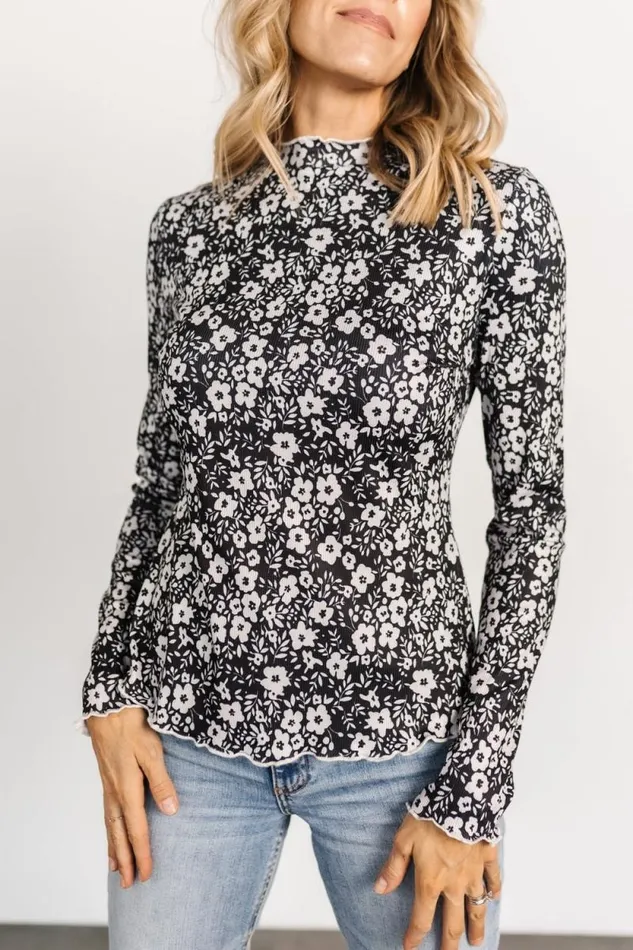Women Gale Ribbed Top Black White Baltic Born Blouses and Shirts