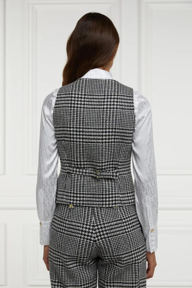 Women Hampton Waistcoat Large Scale Prince Of Wales Mono Holland Cooper Tailoring