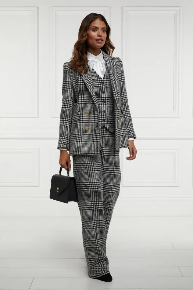 Women Hampton Waistcoat Large Scale Prince Of Wales Mono Holland Cooper Tailoring