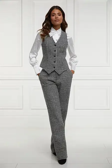 Women Hampton Waistcoat Large Scale Prince Of Wales Mono Holland Cooper Tailoring