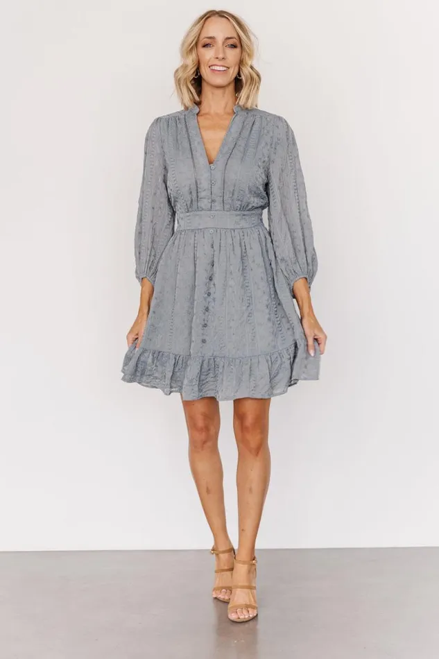 Women Harmony Embossed Dress Dusty Blue Baltic Born Short Dresses