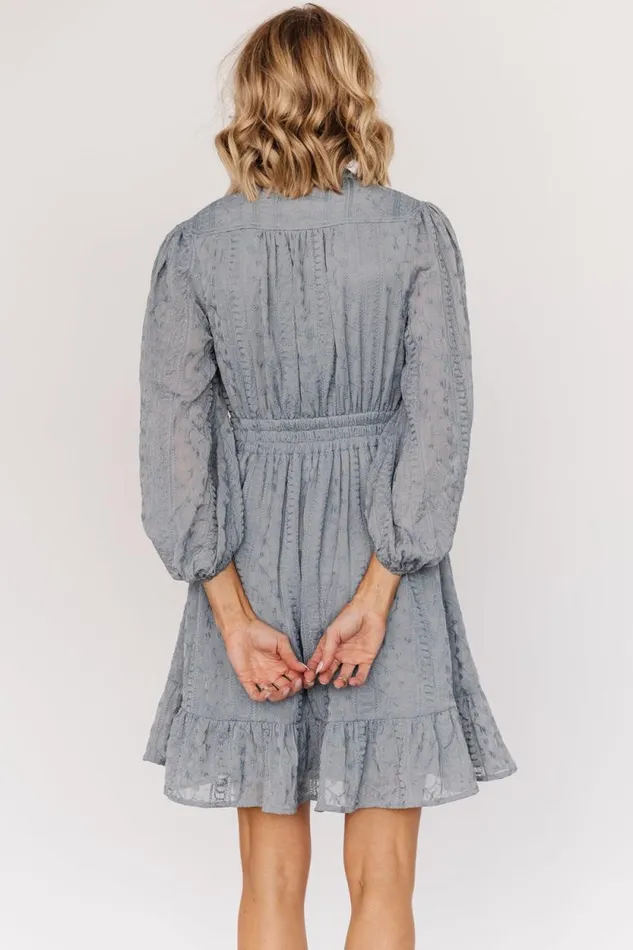 Women Harmony Embossed Dress Dusty Blue Baltic Born Short Dresses Women Harmony Embossed Dress Dusty Blue Baltic Born Short Dresses