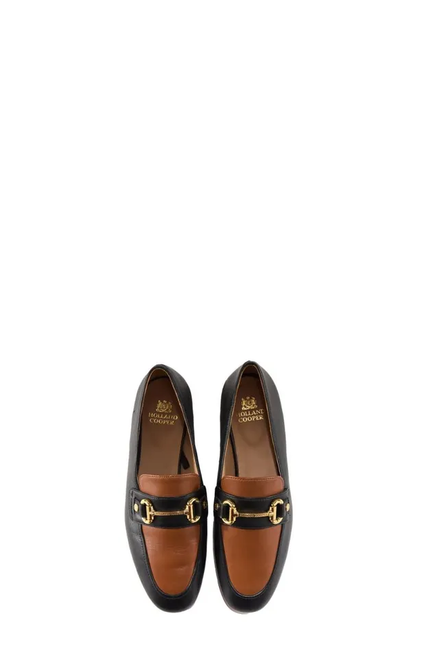 Women Harvard Horsebit Loafer Black Tan Holland Cooper Loafers