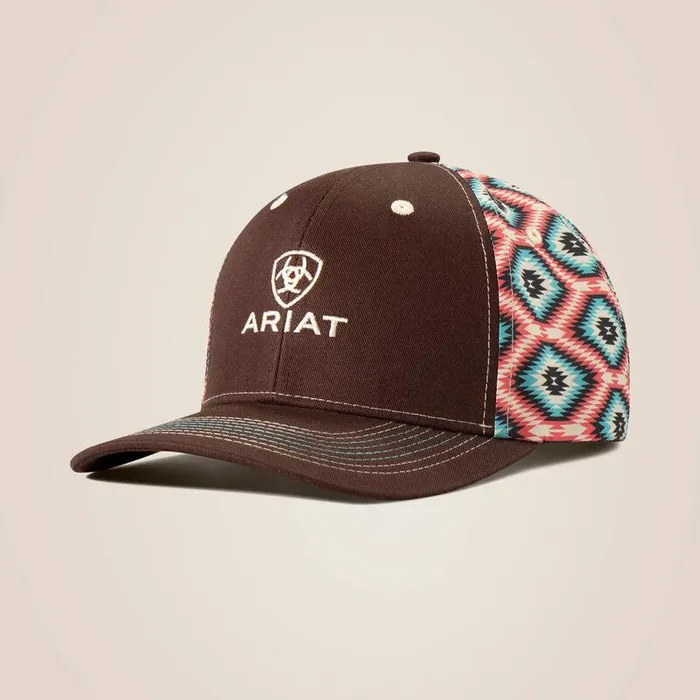 Women Hats and Caps Ariat Logo Aztec Back Cap Brown