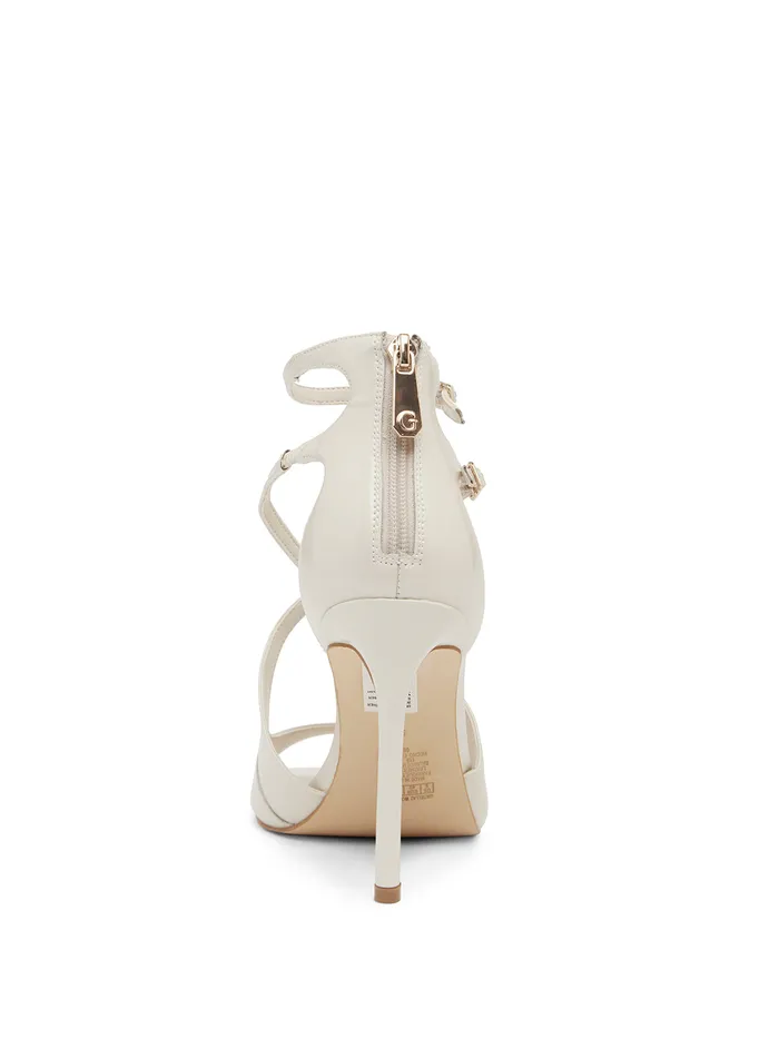 Women Heels GUESS White Patent Sella Heels