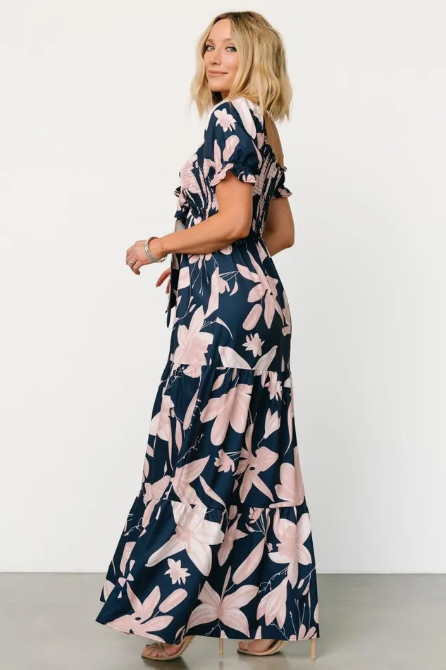 Women Hilaria Maxi Dress Navy Blush Baltic Born Maxi Dresses Women Hilaria Maxi Dress Navy Blush Baltic Born Maxi Dresses