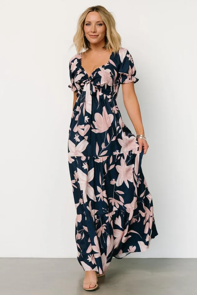 Women Hilaria Maxi Dress Navy Blush Baltic Born Maxi Dresses Women Hilaria Maxi Dress Navy Blush Baltic Born Maxi Dresses