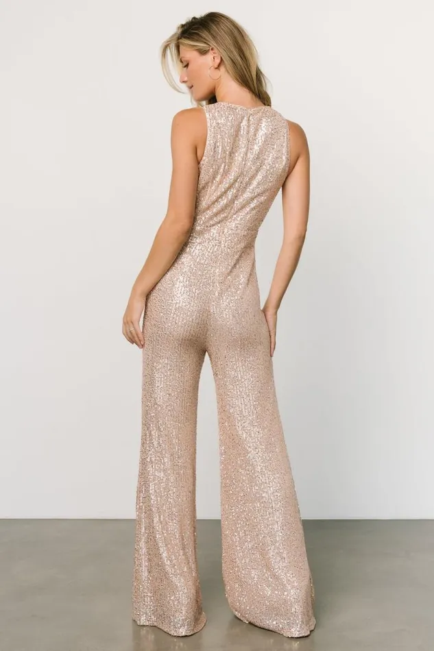 Women Hillary Sequin Jumpsuit Rose Gold Baltic Born Embellished and Sequined Women Hillary Sequin Jumpsuit Rose Gold Baltic Born Embellished and Sequined