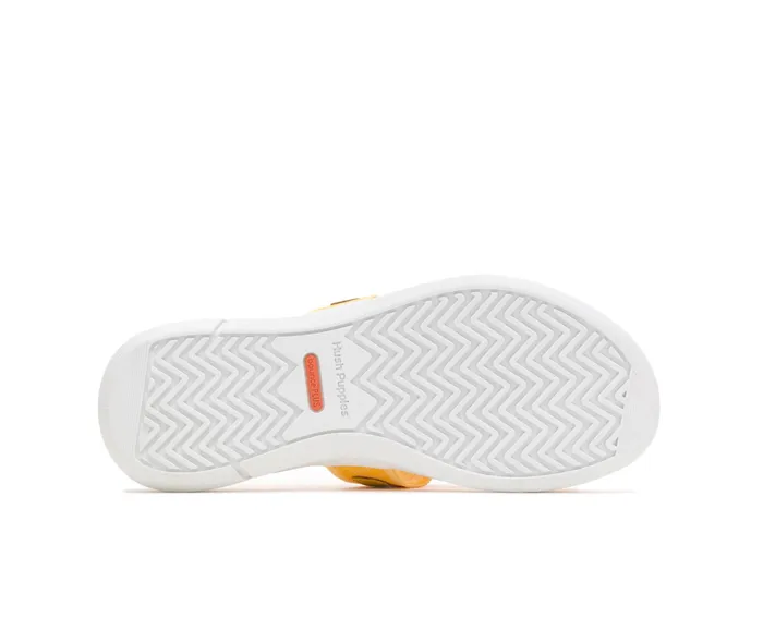 Women Hush Puppies Willa Knit Slide Goldenrod Leather Sandals