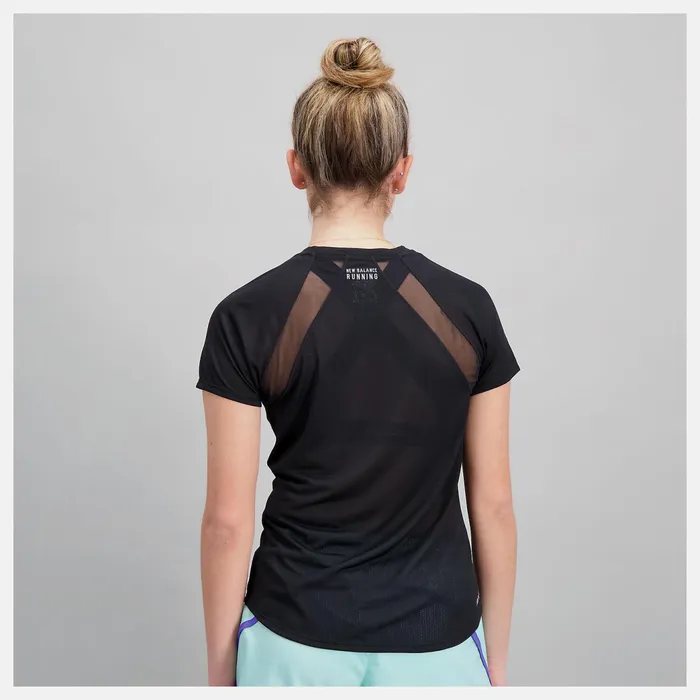Women Impact Run Short Sleeve Black New Balance Shirts