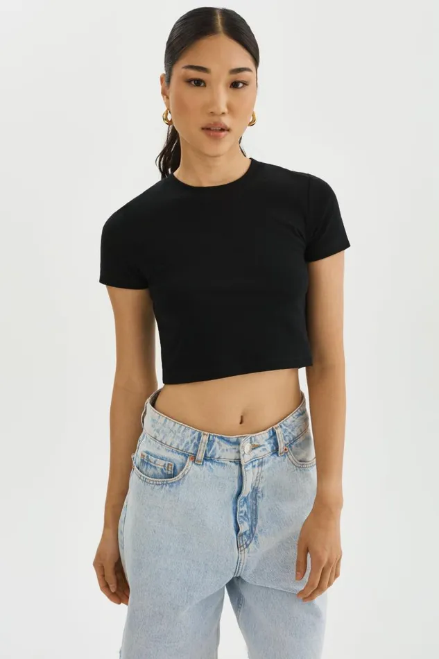 Women INGA Cropped TShirt Black LAMARQUE Tops Women INGA Cropped TShirt Black LAMARQUE Tops