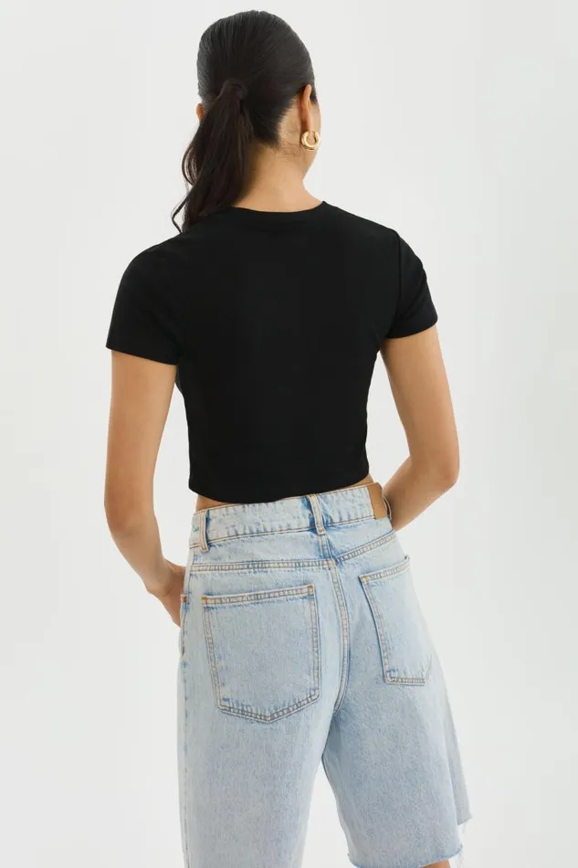 Women INGA Cropped TShirt Black LAMARQUE Tops Women INGA Cropped TShirt Black LAMARQUE Tops