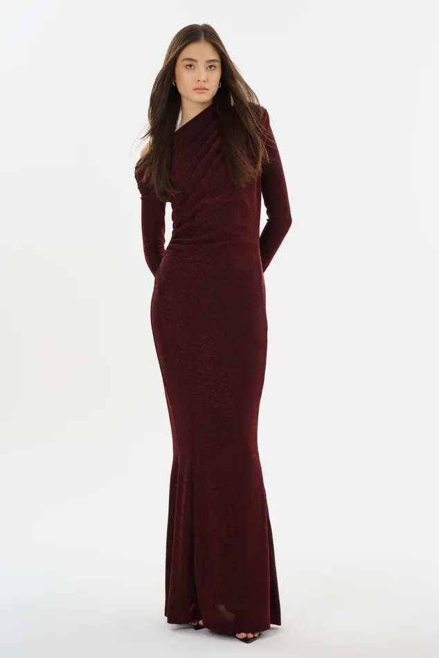 Women INIALA Lurex Knit Maxi Dress Red LAMARQUE Dresses