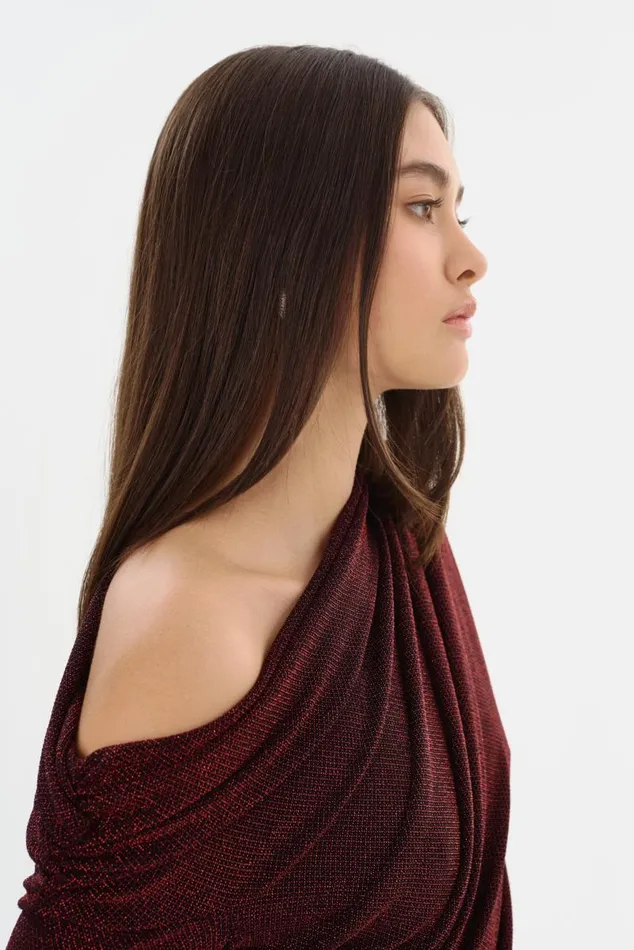 Women INIALA Lurex Knit Maxi Dress Red LAMARQUE Dresses