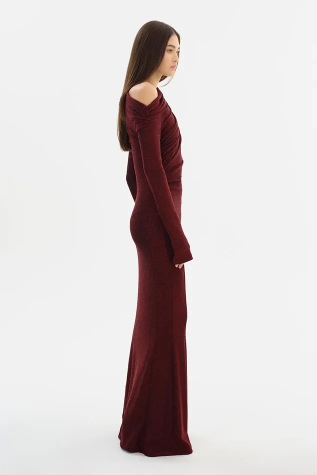 Women INIALA Lurex Knit Maxi Dress Red LAMARQUE Dresses