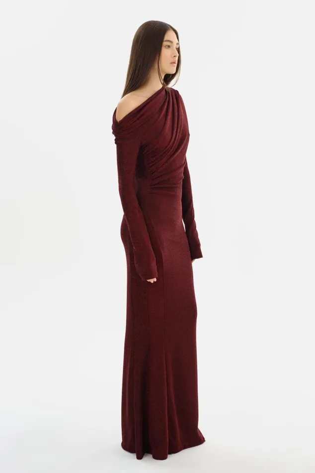 Women INIALA Lurex Knit Maxi Dress Red LAMARQUE Dresses