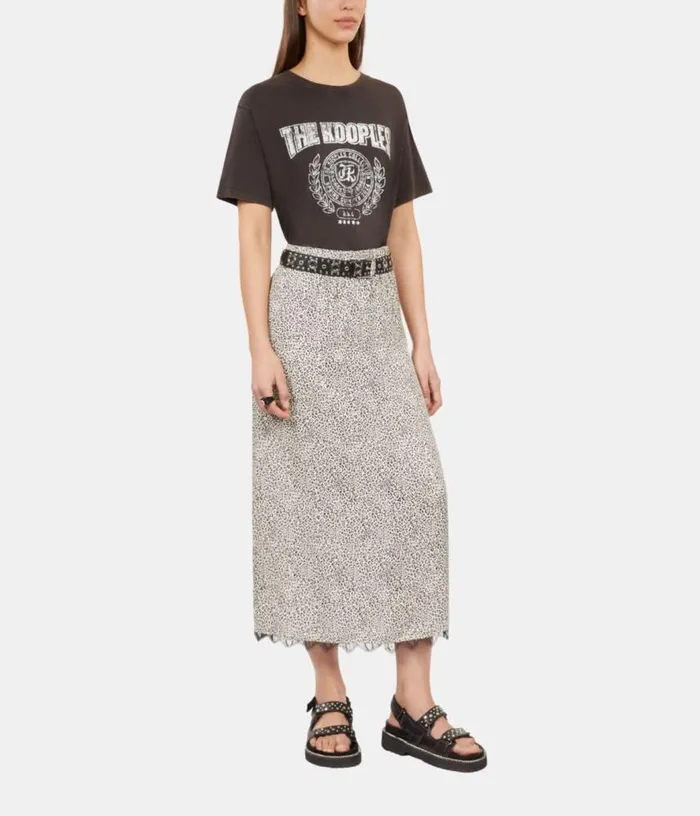 Women Ivory Leopard Print Midi Skirt THE KOOPLES Skirts and Shorts