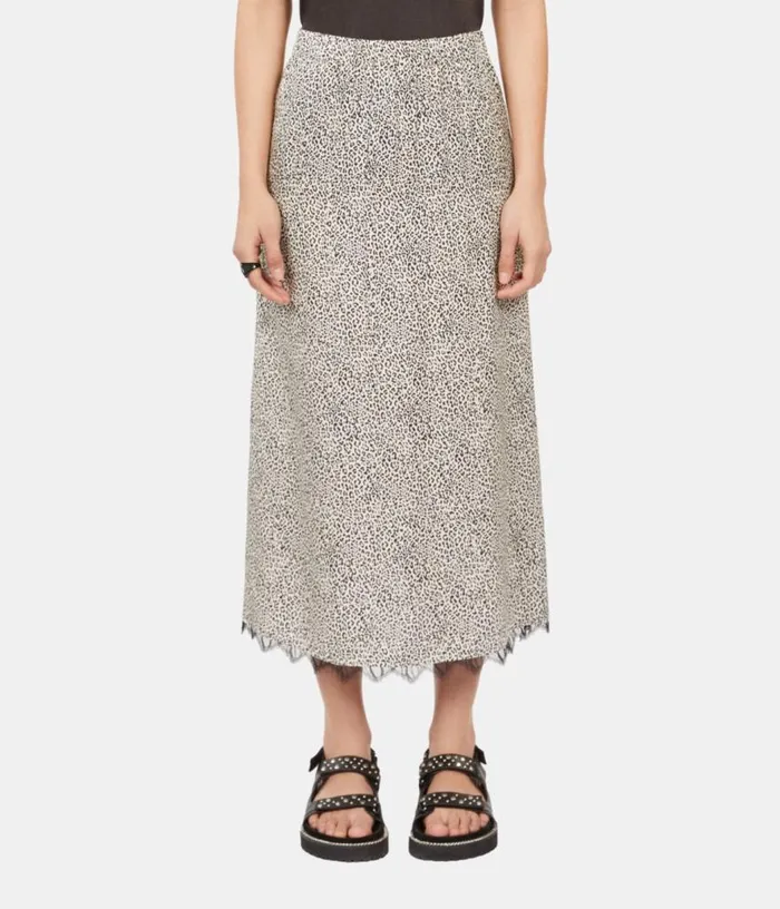 Women Ivory Leopard Print Midi Skirt THE KOOPLES Skirts and Shorts
