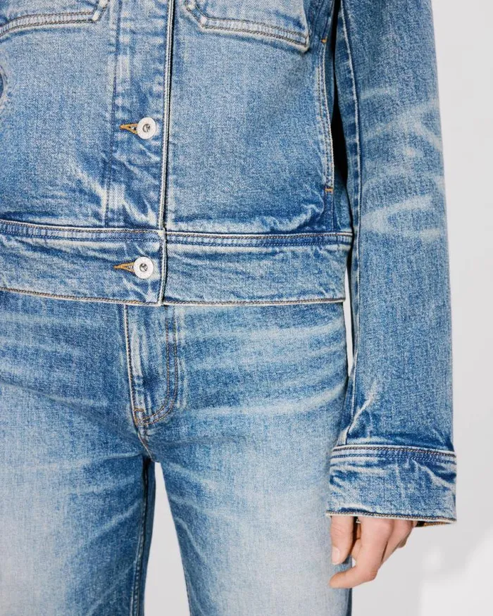 Women Jacket In Stretch Japanese Denim Medium Stone Blue Denim Kenzo Denim