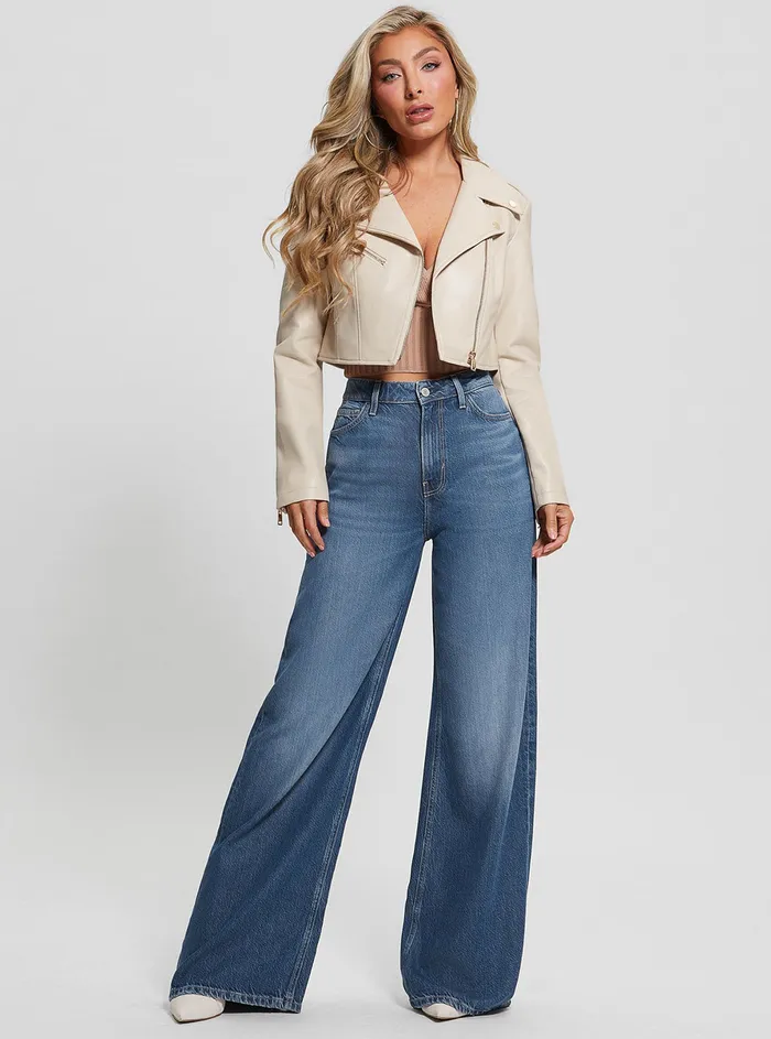 Women Jackets and Coats GUESS Pearl Oyster Rochelle Faux Leather Biker Jacket Women Jackets and Coats GUESS Pearl Oyster Rochelle Faux Leather Biker Jacket
