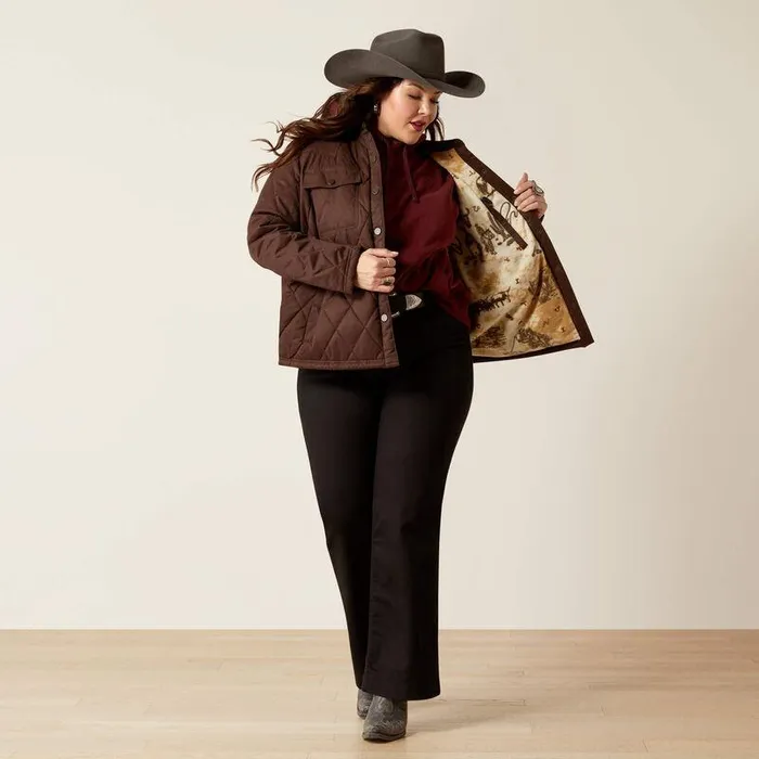 Women Jackets and Vests Ariat Grizzly Quilted Barn Jacket Mole Women Jackets and Vests Ariat Grizzly Quilted Barn Jacket Mole