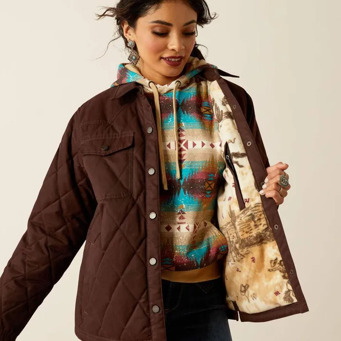 Women Jackets and Vests Ariat Grizzly Quilted Barn Jacket Mole Women Jackets and Vests Ariat Grizzly Quilted Barn Jacket Mole